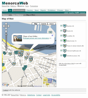 Mapa de Menorca interactivo con tecnologa Google